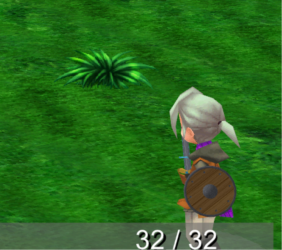 A glTF sword and shield in the hero's hands in battle