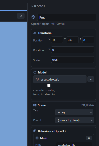 The inspector for the fox: transform, model, behaviours