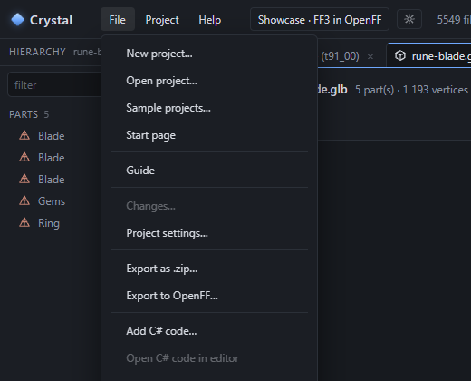 The File menu