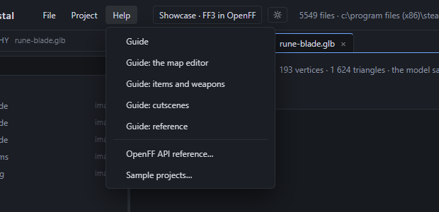 The Help menu
